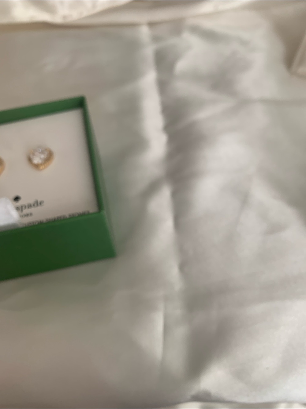 kate spade Gold Heart Cubic Zirconia Halo Stud Earrings - Clear - Picture 3 of 5